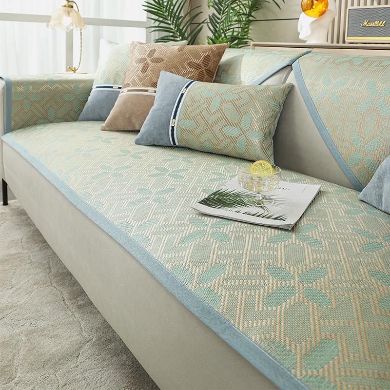 Poduszka na sofę Summer Ice Silk Rattan Mata siedzisko poduszka na lato antypoślizgowa cztery pory roku uniwersalny prosty pokrowiec na sofę