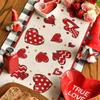 Valentine's Day Placemats Buffalo Plaid Red Heart Table Runner Seasonal Bow Tie Table Mats for Party Kitchen Dining Decoration