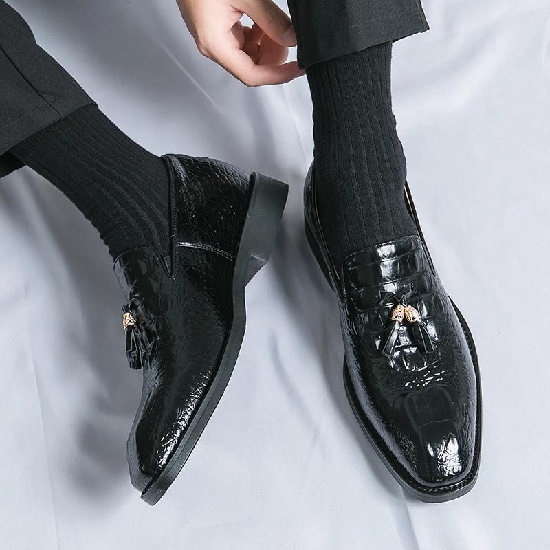 Men Loafers Tassel Business Men Shoes Black Brown Pu Shoes for Men with  Size 38-48 Mens Dress Shoes
