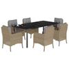 Maison Exclusive - Ensemble À Manger De Jardin Et Coussins 7 Pcs Beige Poly Rotin