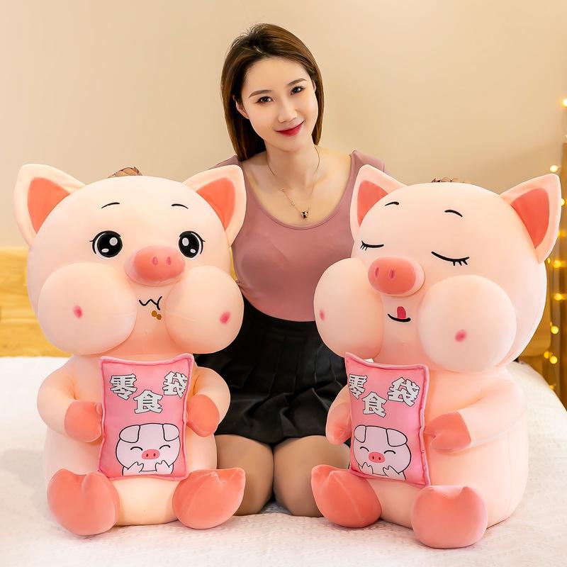 New Snacks Pig Throw Pillow Plush Toy Large Pig Doll for Girls Birthday Gift Doll