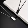 Stylish Crack Square Pendant Necklace for Men,Trend Stainless Steel Vertical Pendant,Jewelry Gift for Husband Dad Son