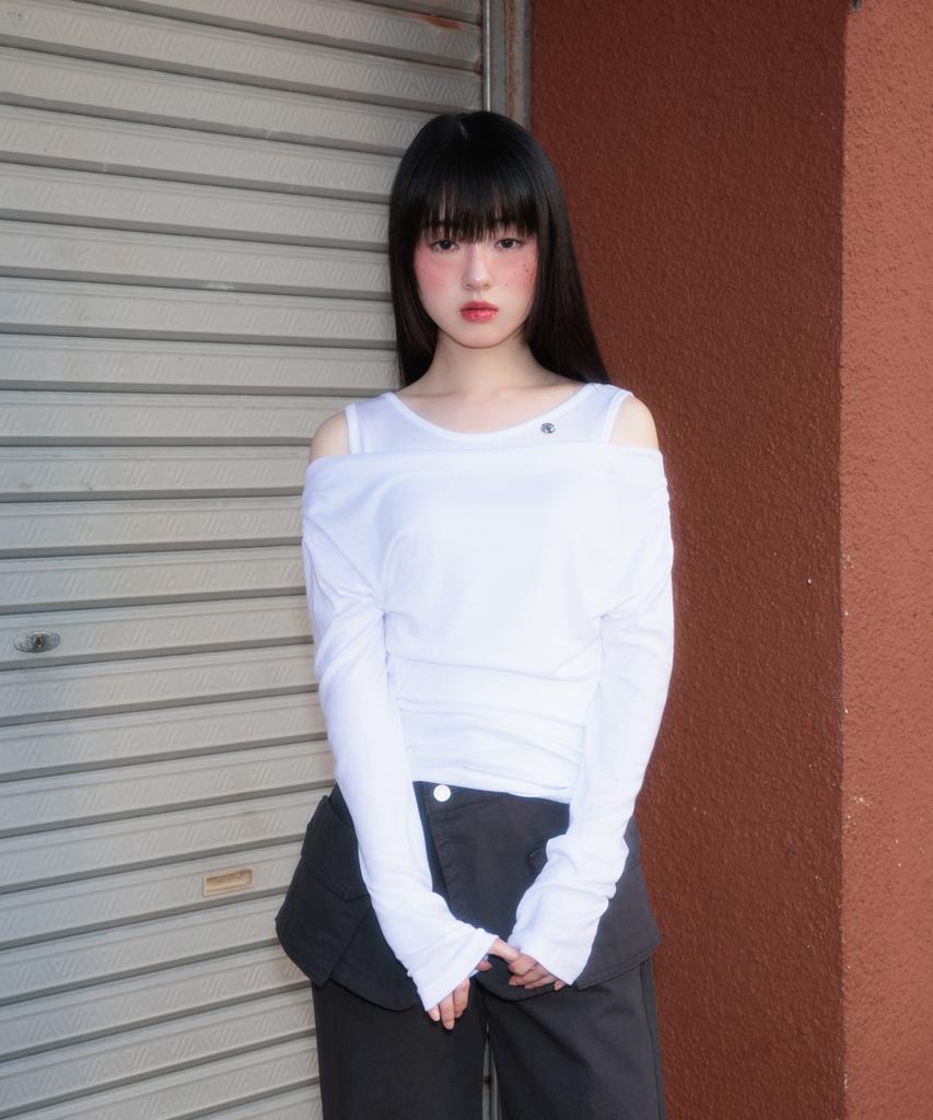 ROSEFRANTZ Layered Shirring Long Sleeve [Ivory]