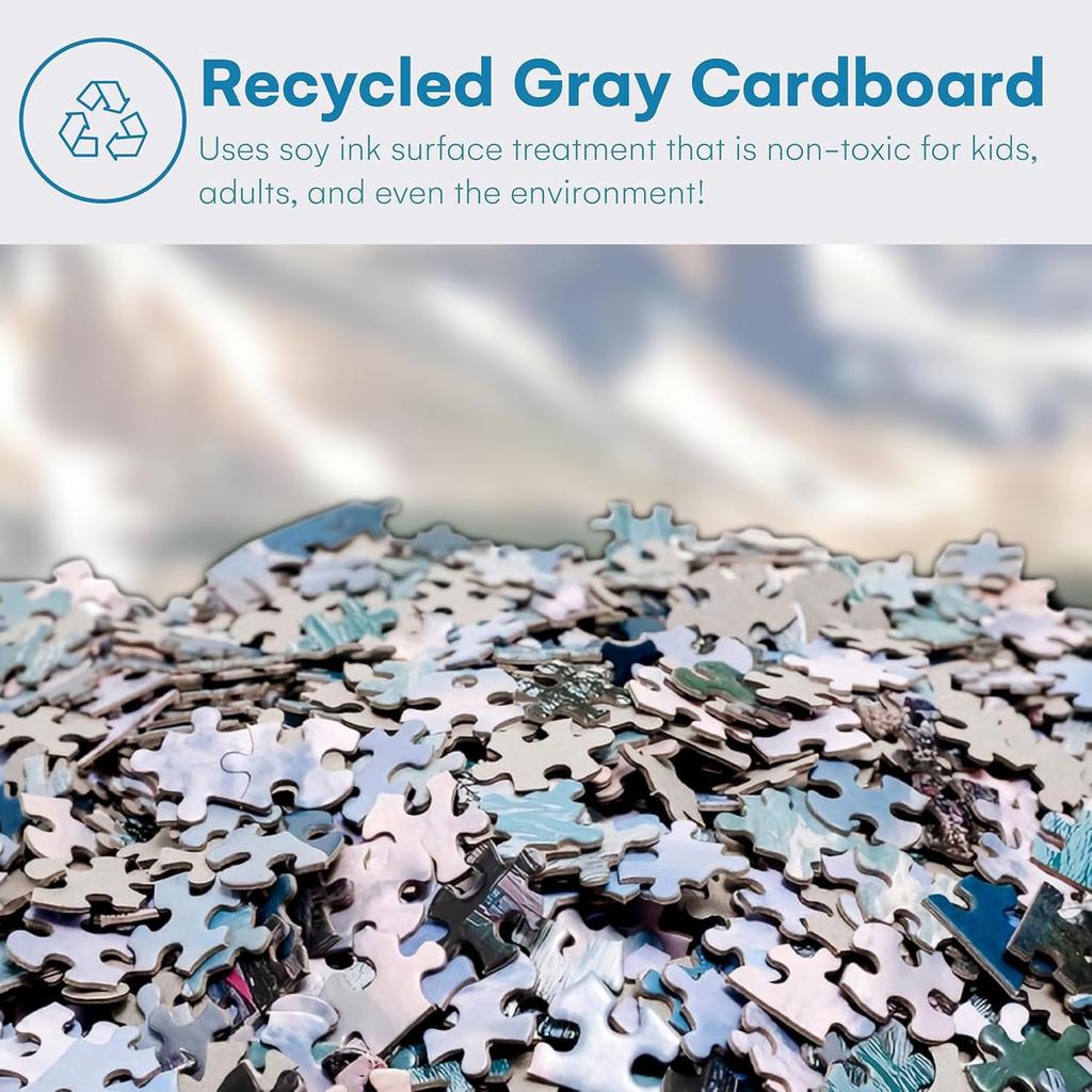 500-piece jigsaw puzzle: a challenging family game featuring vibrant art of landscapes, cities, animals, and holiday themes. Made on dust-free,