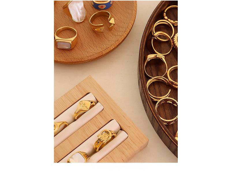 Anel aberto geométrico retrô personalizado com incrustação de pedra natural olho de tigre - A344