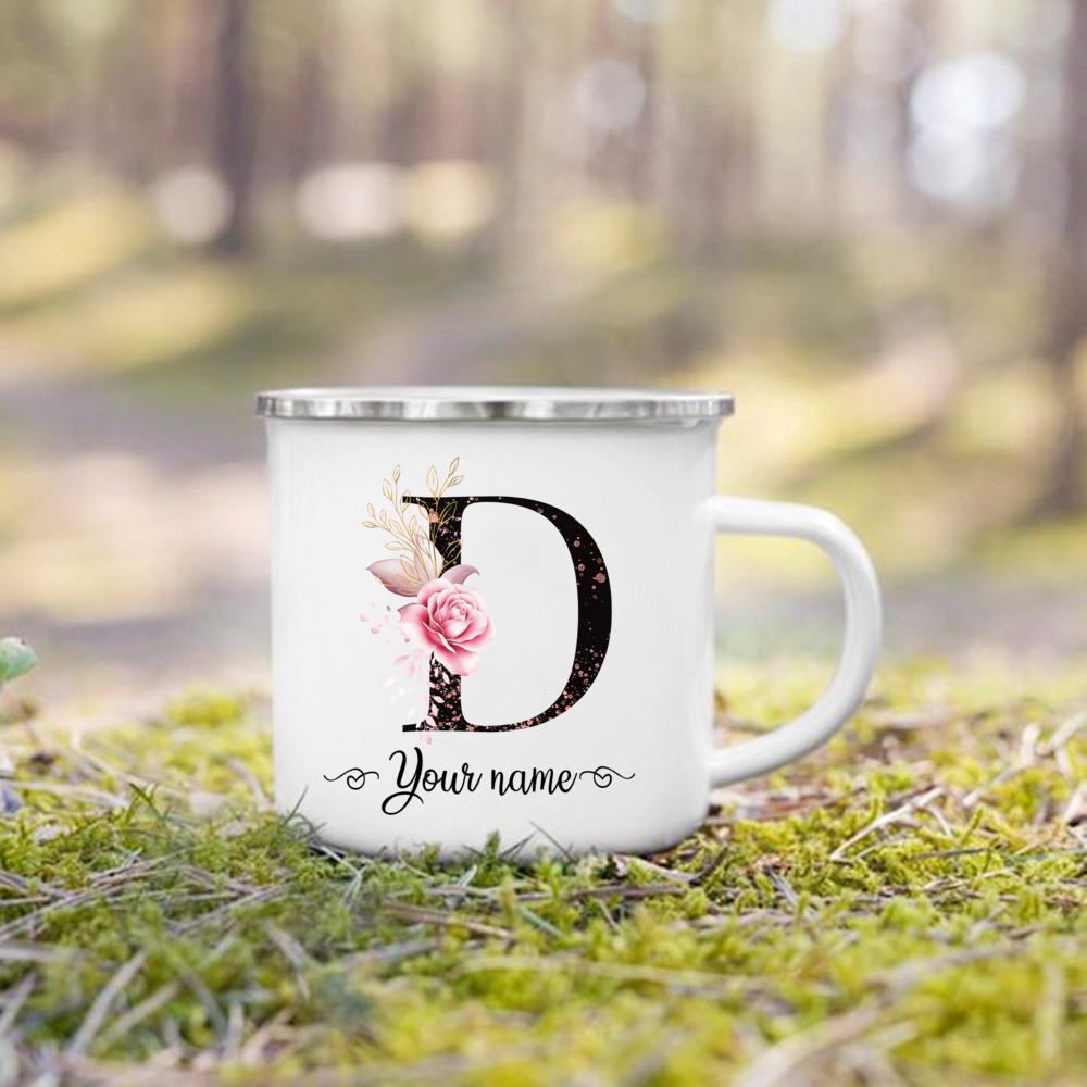 Personalized Mug Initial with Name Cup Custom Tea Coffee Hot Chocolate Mugs Wedding Bride Bridesmaid Mothers Day Gifts for Her