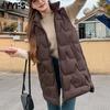 Mode Femme Décontracté Automne Hiver Couleur Unie Imprimé Sans Manches Vestes & Manteaux Manteaux en Duvet