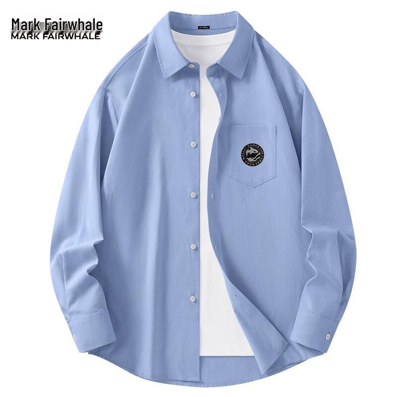 Mark Fairwhale Men s Long Sleeve Oxford Cuban Collar Casual Shirt 4XL