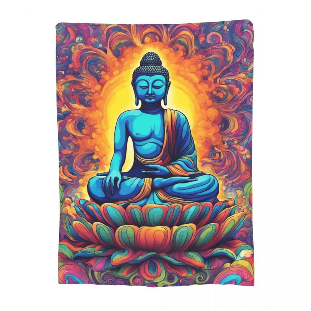 Coperta Yoga Buddha Coperta in Pile per Divano Coperte Leggere per Casa Camera da Letto Esterno Copriletto Trapunta