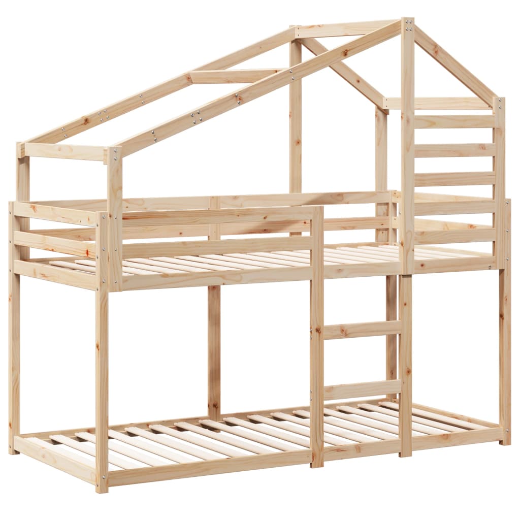 Vidaxl Bunk Bed with Canopy, 80X200 Cm, Solid Pine Wood