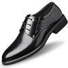 Mens Leather Shoes Formal Business Oxford Shoes with Hidden Height Increase Breathable Hollow Design Wedding Groom Shoes