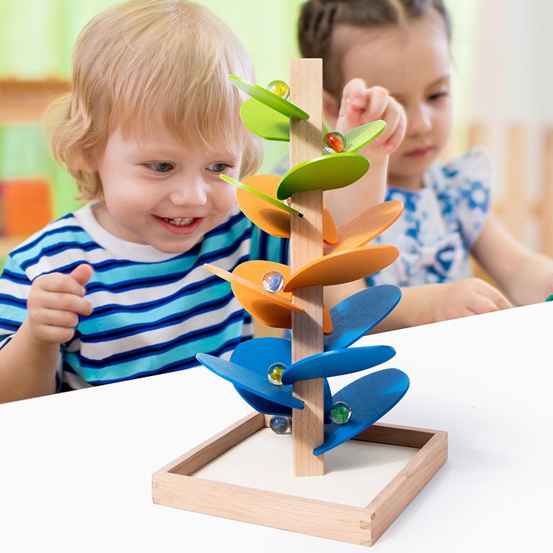 Children'S Educational Leaves Splicing Rainbow Music Tree Making Disassembly And Assembly Track Balls Fun Assembly Early Education Toys