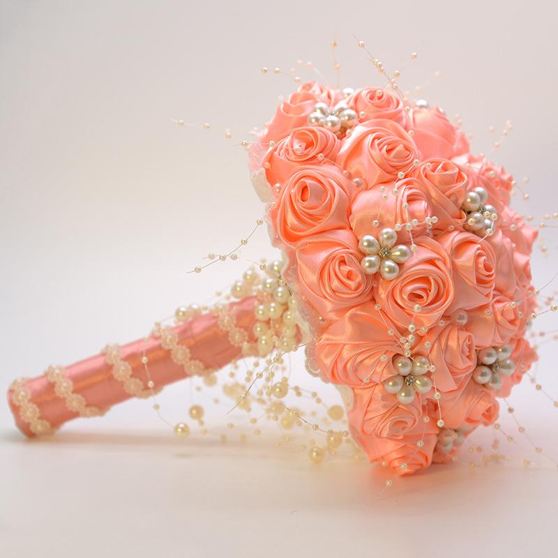 Handmade Rhinestone Bridal Bouquet Crystal Wedding Round Tossing Bouquet Artificial Flower Bunch for Bride Bridesmaid