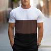 2024 Summer New Fashion Splicing Printed Short-sleeved T-shirt Men's Round Neck Loose Breathable Tops Sports Fitness T-shirt