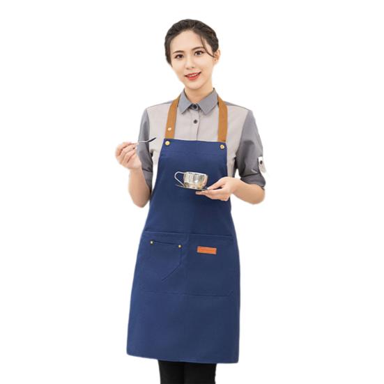 Vanntett forkle for menn kvinner justerbar lengde knyting i midjen flerlommet forkle for kjøkken grill restaurant bar kafé skjønnhetssalong neglestudio uniformer