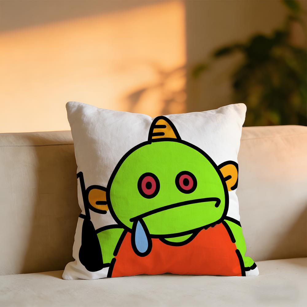 Weird Expression Doodle Cushion Cover Cozy Velvet Throw PillowSoft Warm Cushion For Sofa Bed