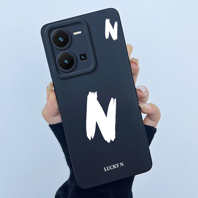 For Vivo Y35 Case Cute Initial Letters Soft Liquid Silicone Back Cover For Vivo Y 35 4G Funda Anti Drop Phone Protector Coque