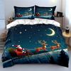 Santa Sleigh Ride with Reindeer Bedding Duvet Cover Set Duvet Cover Pillowcases  (1*Duvet Cover 2*Pillowcases, without duvet insert)