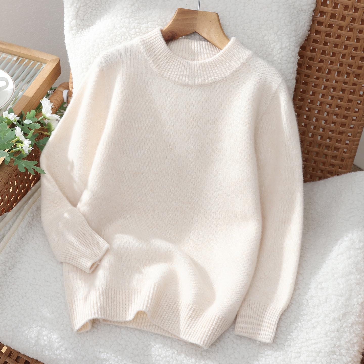 

100% Wool Unisex Children s Half-High Collar Sweater, Thickened Plain Color for Autumn/Winter, Medium & Large Sizes 160 cm