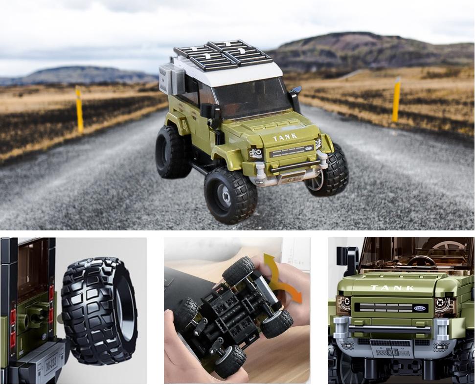 317 stk terrengkjøretøymodell byggeklosser monteringsleker SUV Tank Urban Med figurer Billeker For barn Gaveeske