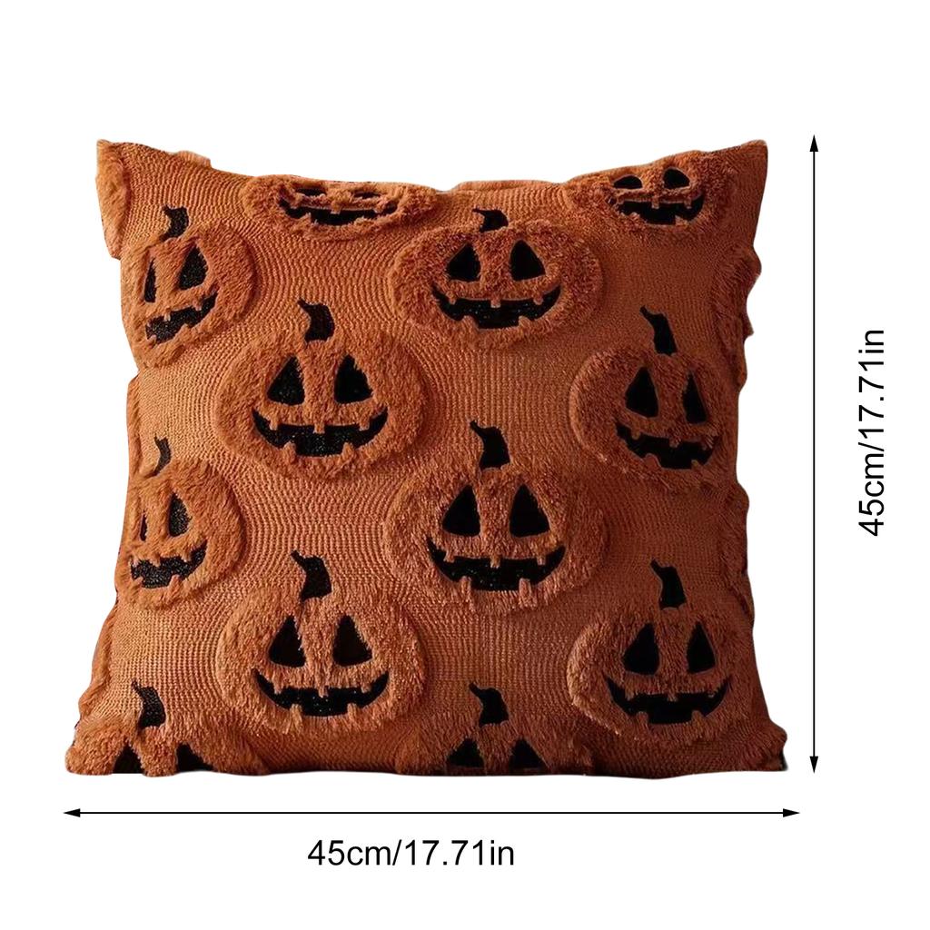 2Pcs Halloween Funny Face Pumpkin Pillow Covers Soft Throw Pillow Covers Plush Couch Cushion Case Home Decorations Holiday Gifts