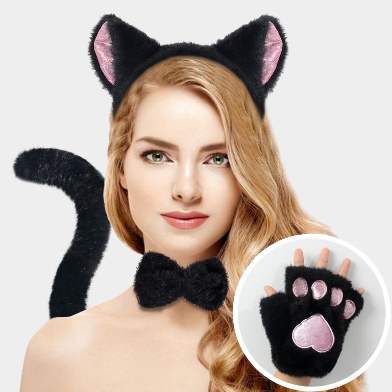 Cosplay Anime Exhibition Cat Claw Gloves Cat Ears Headband Tail Suit