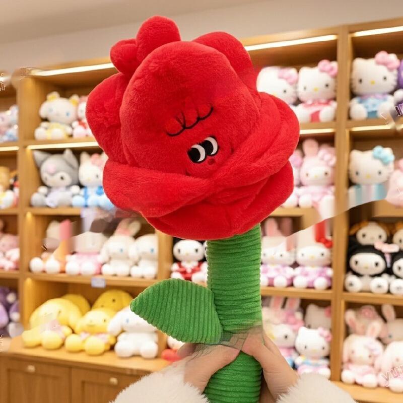Potdemiel Cute Cartoon Face Plush Rose Plush Toy Valentine'S Day Romantic Gift Chinese Valentine'S Day Gift