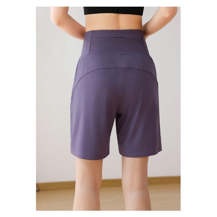 Sommer Damen Lockere Gymnastikshorts mit Taschen Schnelltrocknend Laufen Yoga Workout Sportshorts Outdoor-Sport