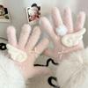 Women's Winter 2025 Retro Plaid Kitty Gloves: Warm Five-Finger Cycling Cold Protection