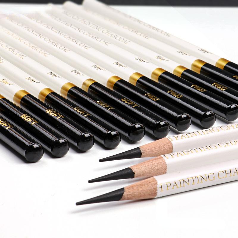 12pcs Pearlescent Platinum Circle Sketch Charcoal Soft Medium Hard Drawing Pencil Combination For Beginners Art Supplies