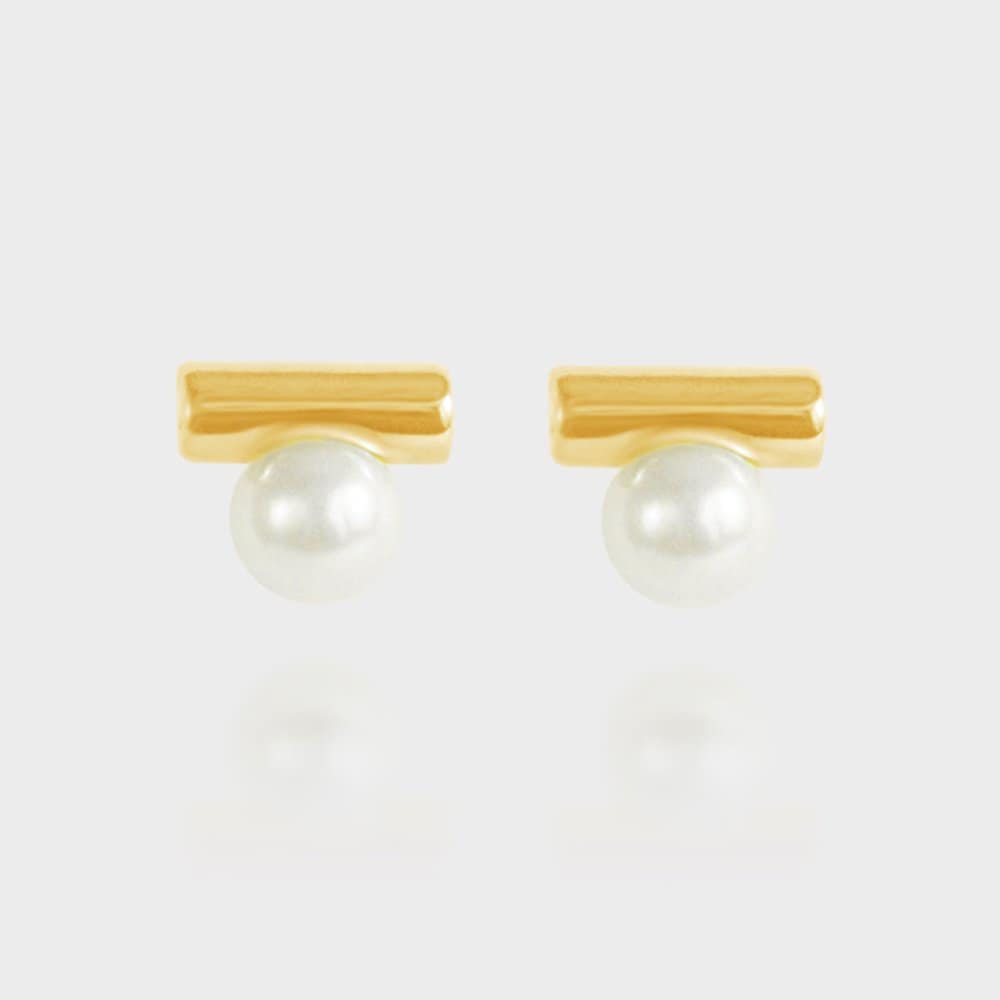 925 Simple Pearl Stick Women's Silver Earrings