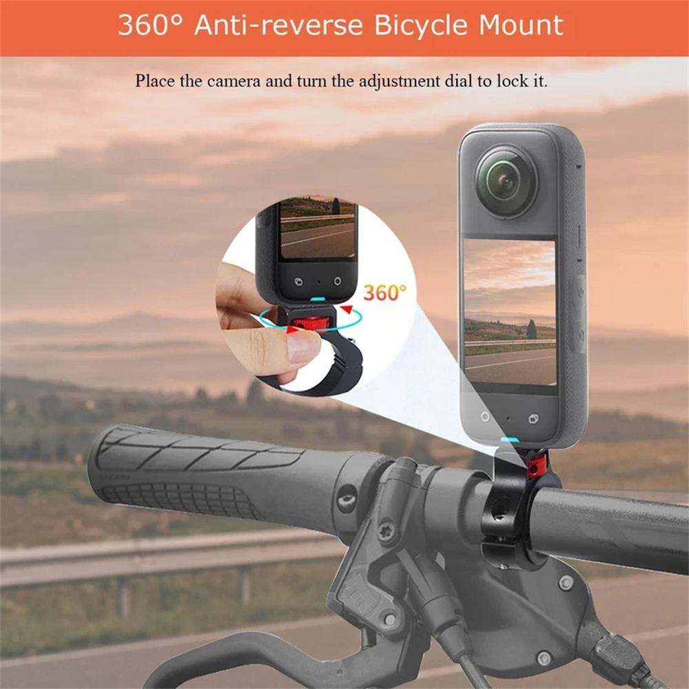 Aluminum Motorcycle Bike Handlebar Mount For GoPro Insta360 DJI 1/4" Thread Hole