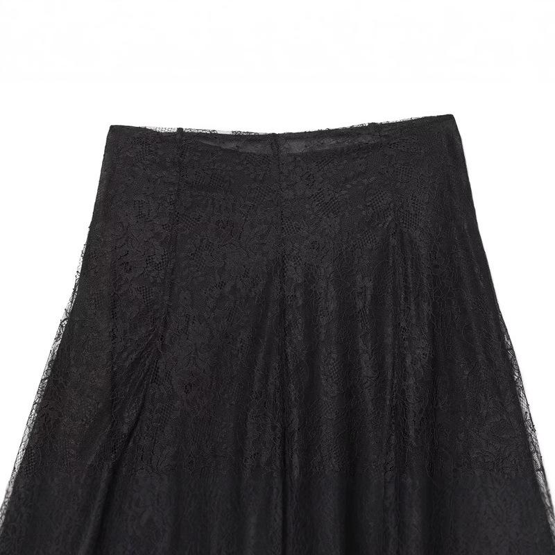 European & American 2025 Autumn Lace Midi Skirt