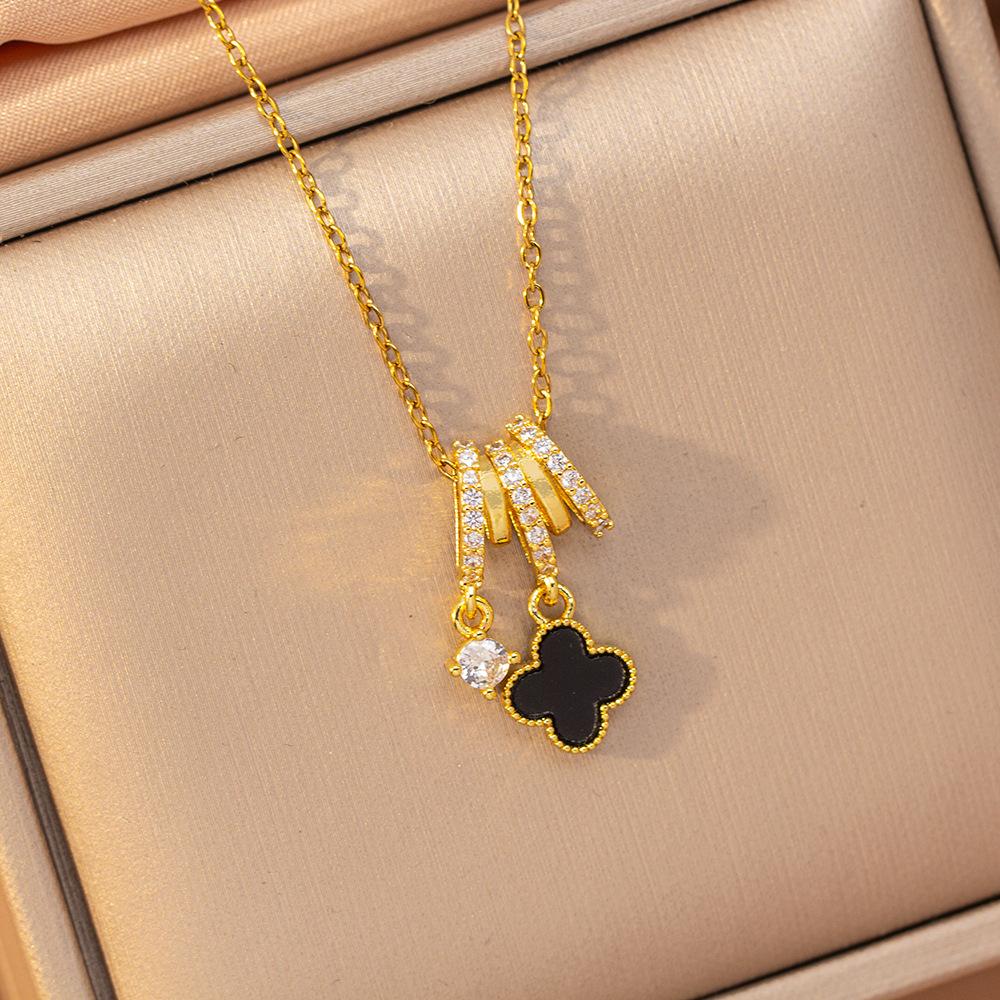 [Titanium Steel] Necklace Women's Copper Micro-inlaid Electroplating Advanced Sense Delicate Clavicle Chain Jewelry