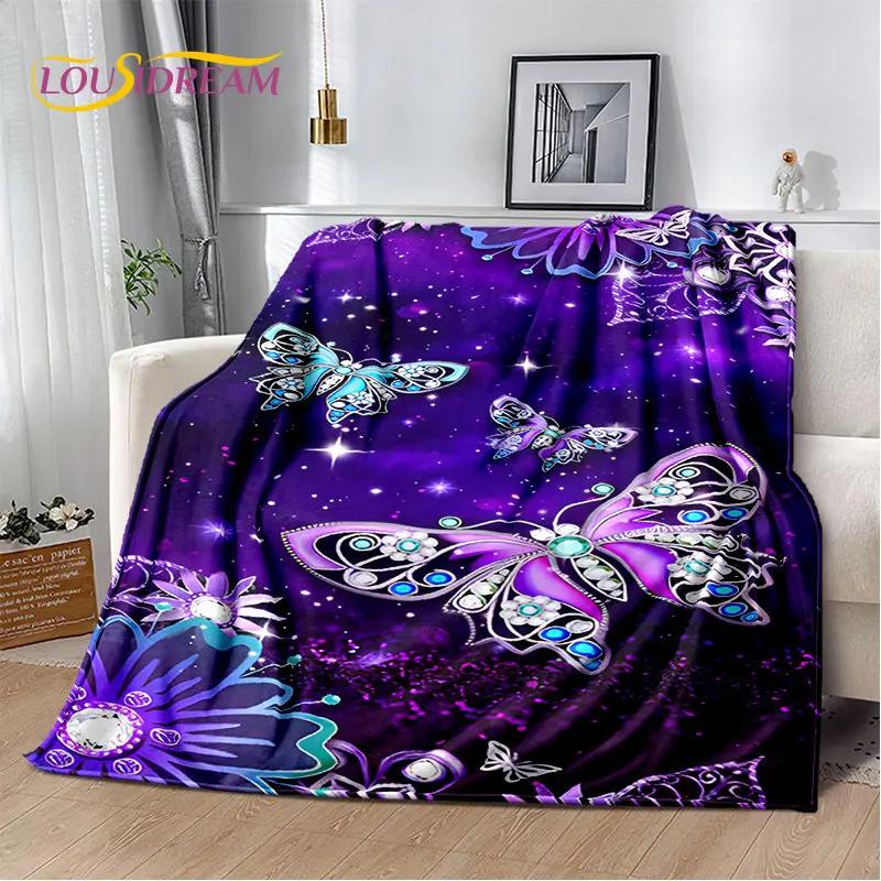 D Cartoon Dream Butterfly Flower Soft Plush BlanketFlannel Blanket Throw Blanket for Living Room Bedroom Bed Sofa Picnic Cover