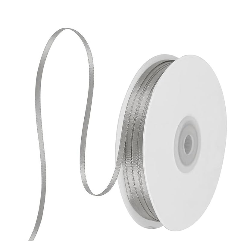 

double sided satin ribbon gray width 3 mm Extra fine 100 yards long Approximately 91 meters large capacity gift wrapping ribbon bowknot packaging gift