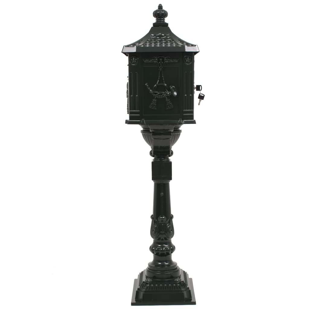 Wall Mounted Mailbox Aluminum Vintage Style Rust Resistant Green