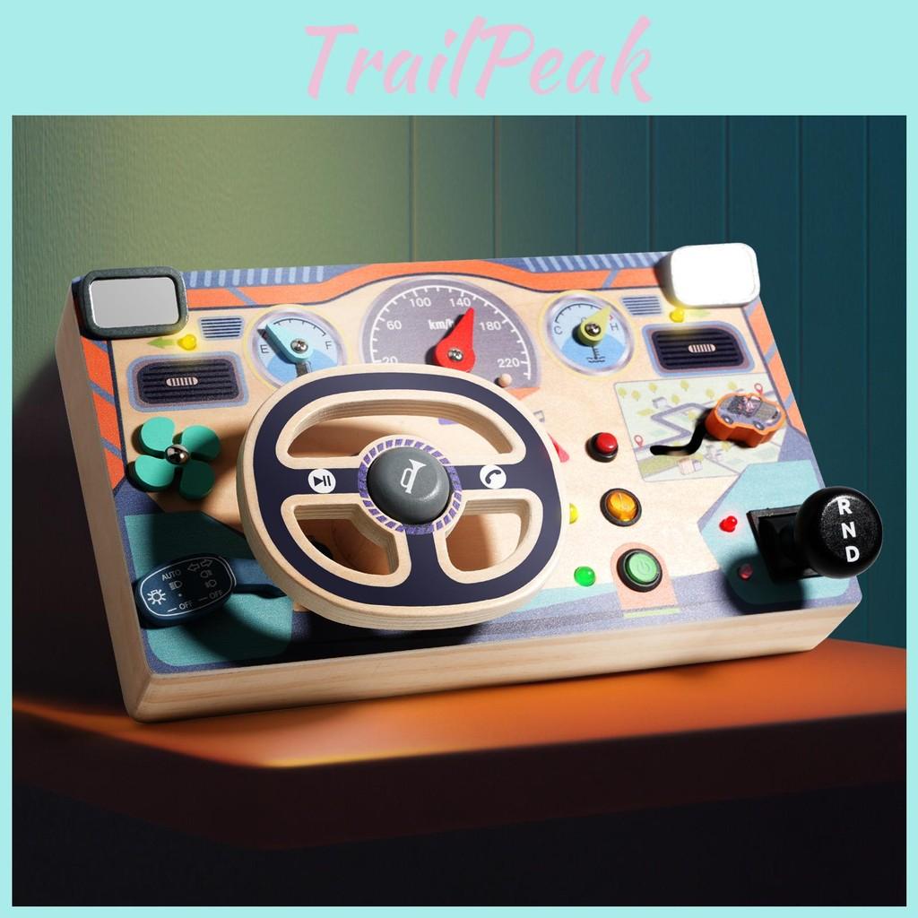 Busy Children Board With Wooden Steering Wheel Learning Toy Development Brain