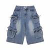 KIRSH Cargo Bermuda Denim Pants [Blue]