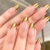 24PCS Fake Nails with Gold French Tip Glossy Finish for Women Fashion Parties Weddings