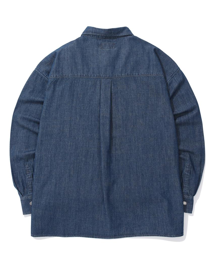 COLUMBIA UNIVERSITY Sl-Label Big Pocket Denim Shirts Midnight Denim