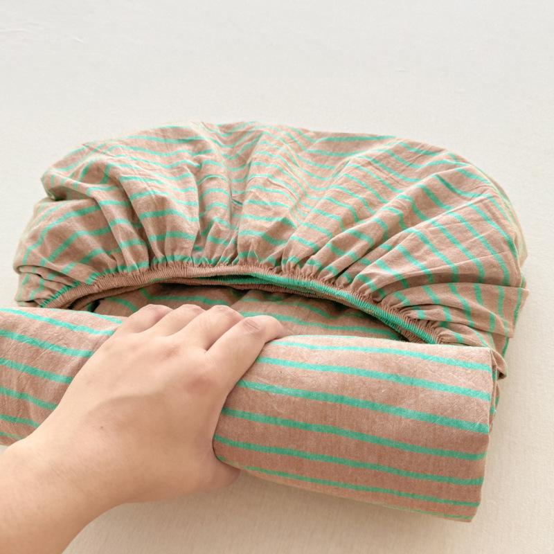 Pure Cotton Yarn-Dyed Washed Fitted Sheet: Non-Slip, Dustproof, Skin-Friendly Mattress Protector 3-Piece Set.