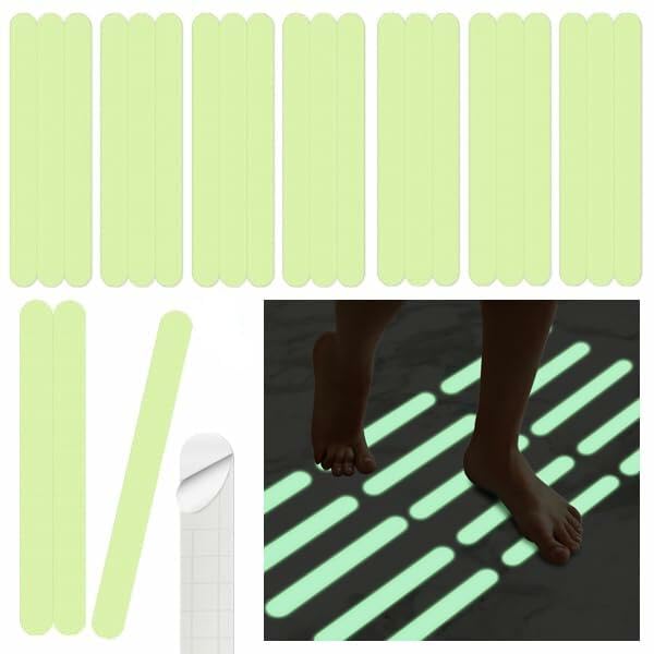 

Rise Japan Водонепроницаемые и 24 20 x Водостойкие Светящиеся в темноте наклейки, Листы, 2 см, Противоскользящие, Снижающие скольжение, Светящаяся в темноте лента, Упаковка 24 штуки