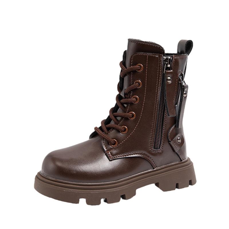 

Дитячі чорні шкіряні черевики-мартінси - Модні та універсальні дитячі черевики до щиколотки для хлопчиків та дівчаток Size 34, Inner Length 20.8CM