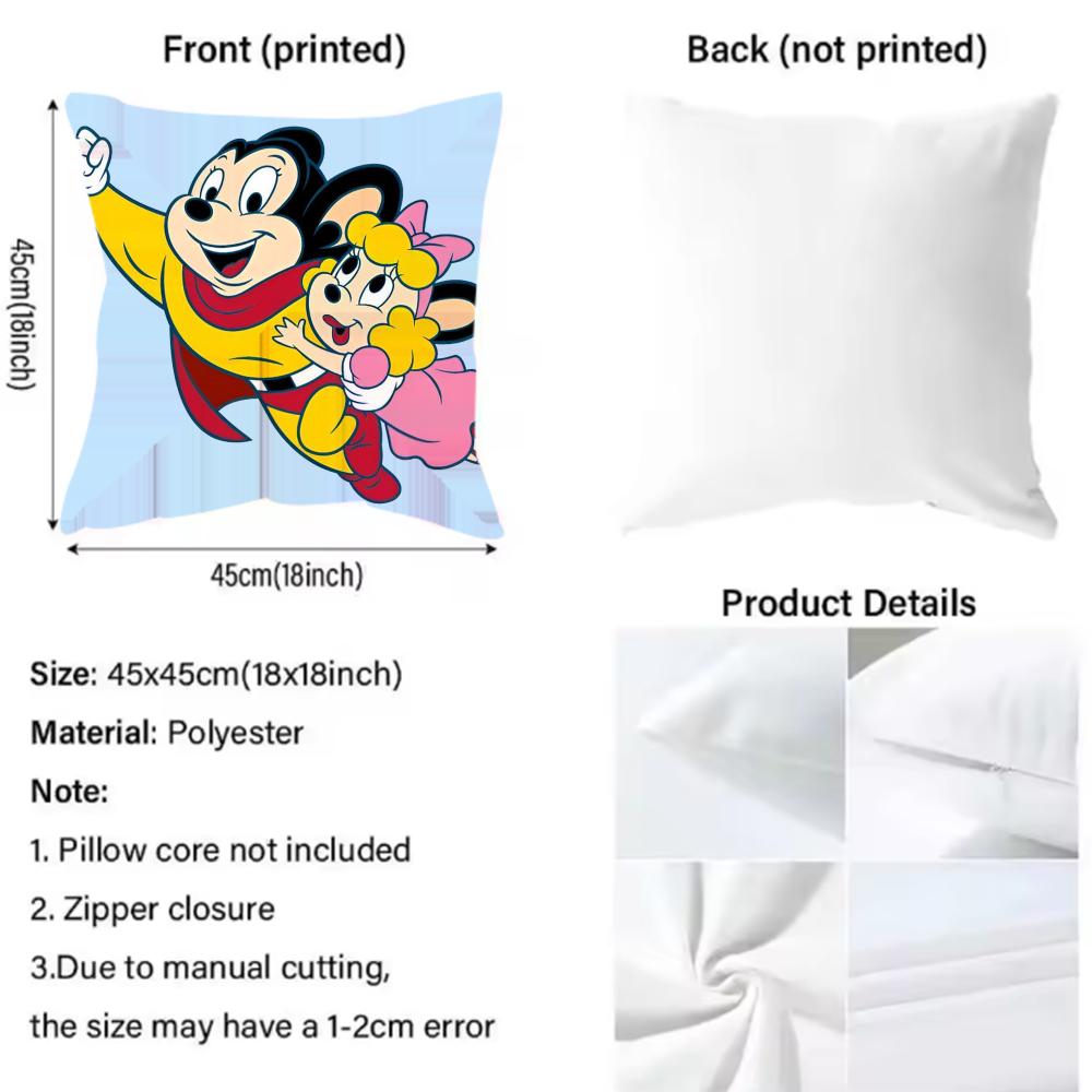 The Mighty Mouse Playhouse Cushion Cover 2-in-1 Reversible Plush Pillow Cover | Car/Sofa/Bed | Perfect Gift