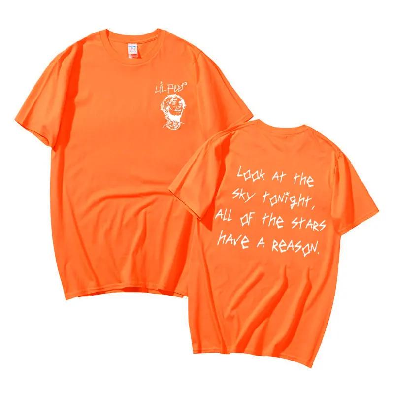 Rapper Lil Peep Look At The Sky Tonight All of The Stars Have A Reason Graphic Tshirt Men's Hip Hop Vintage Oversized T-shirts