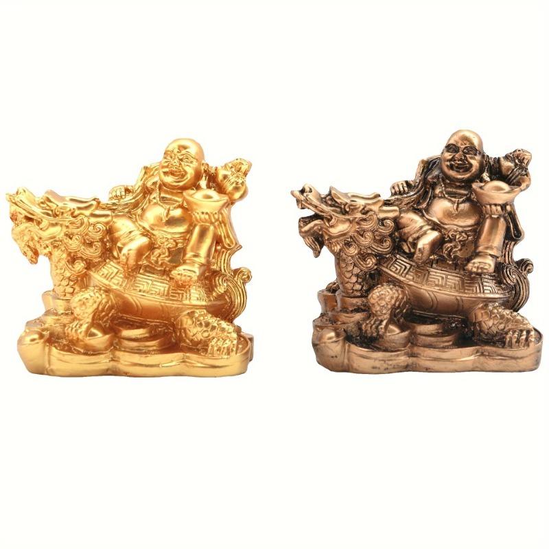 Resin God Of Wealth Laughing Buddha Statue, Modern Art Sculpture,Feng Shui Dragon Turtle Decoration Figurines Statue