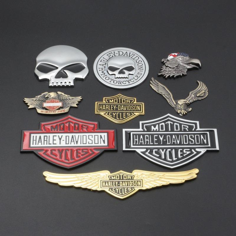 Car motorcycle personalized modification car logo metal skull ghost head eagle wings decorative car sticker scratch sticker