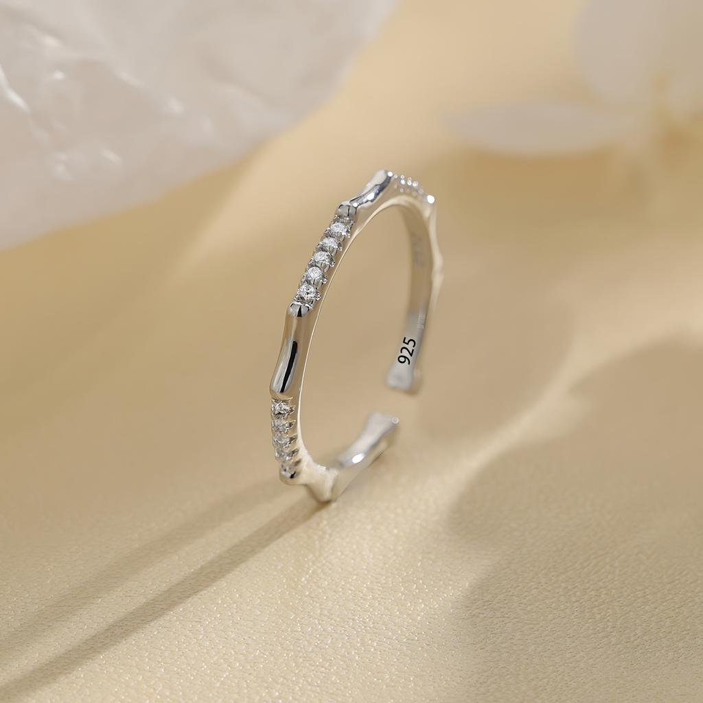 VENTFILLE   CopperBlack Zircon Wheat Ears Leaf Ring for Women Girl Gift Double Layer Simple Jewelry Dropshipping