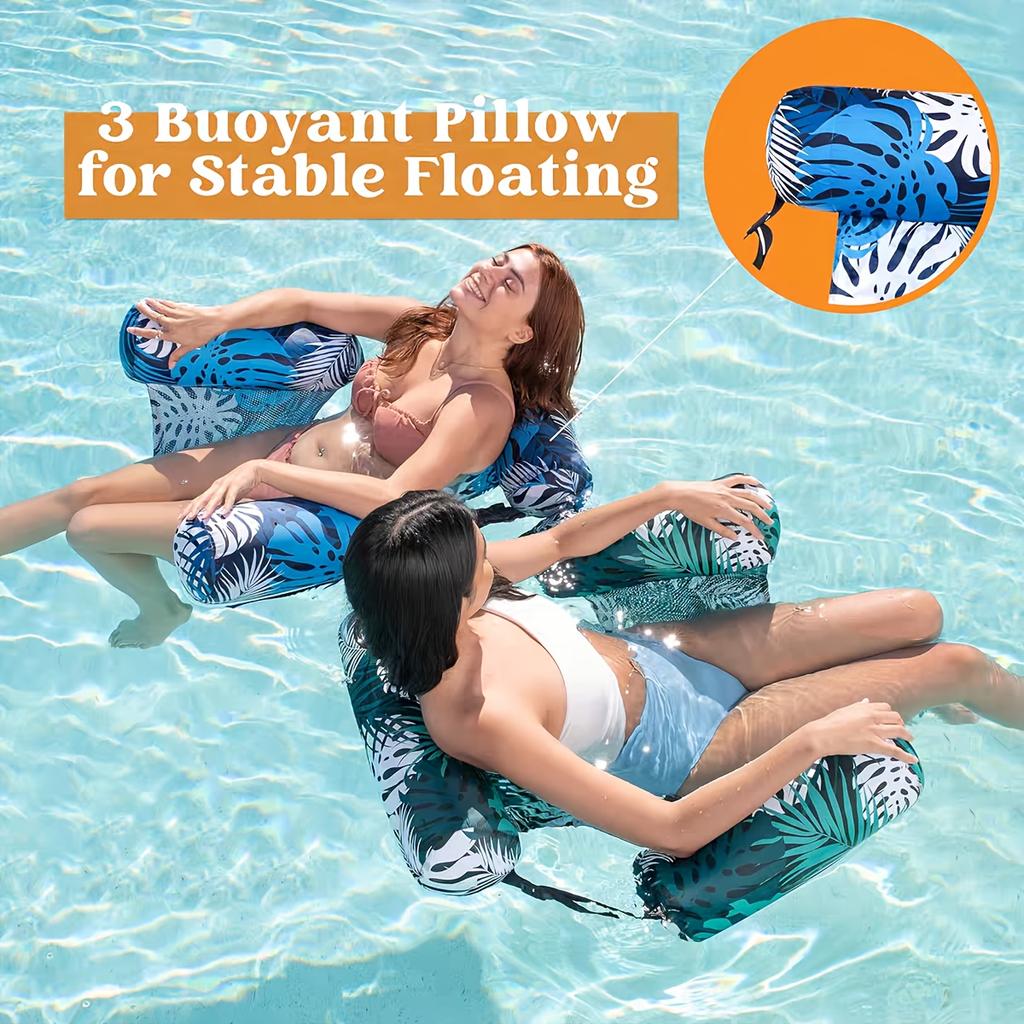 Inflatable Pool Lounger Chair,Adult Floating Water Hammock,PVC Durable Summer Beach Party Pool Accessory,Floating Chair for Pool